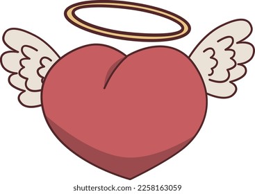 red heart with two wings