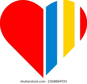 Red heart, with Ukraine vertical color blue and yellow. 