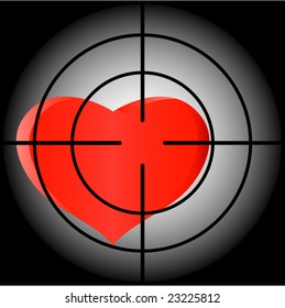 Red heart under aim