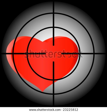 Red heart under aim