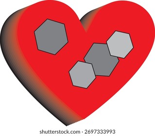 Un corazón rojo con un diseño único 