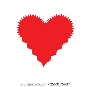 Red Heart with Unique Spiky Design. Innovative Red Heart Design for Love Themes. Sharp-Edged Heart.