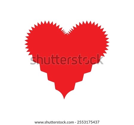Red Heart with Unique Spiky Design. Innovative Red Heart Design for Love Themes. Sharp-Edged Heart.
