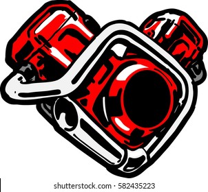 red heart V twin engine 