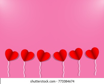 Red Heart in Valentine Concept  On Pink Background