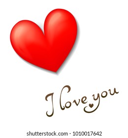 Red Heart Valentine and font, Vector illustration on white background, vector illustration