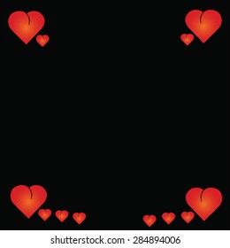Red Heart valentine vector black background