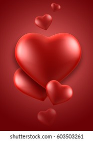Red heart Valentine`s day background