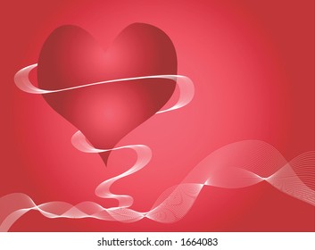 red heart for Valentine's day with enveloping abstract lines