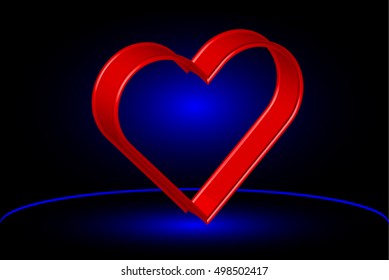 red heart, Valentines day ,Vector illustration