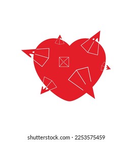 Red heart in various design. Illustrations for Valentine's Day.