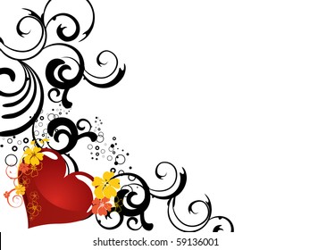 red heart - vector