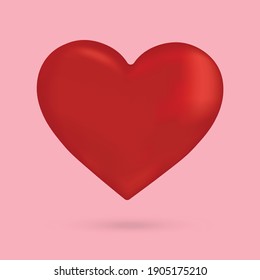 Red heart vector 3d on the pink background,illustration EPS10.