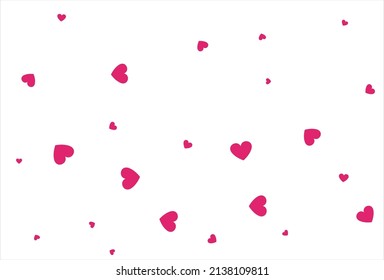 Red heart vector background. Love confetti background