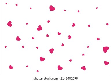 Red heart vector background. Love confetti background