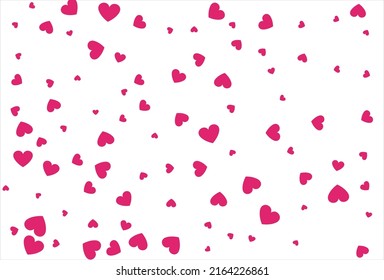 Red heart vector background. Love confetti background