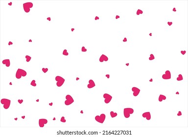 Red heart vector background. Love confetti background