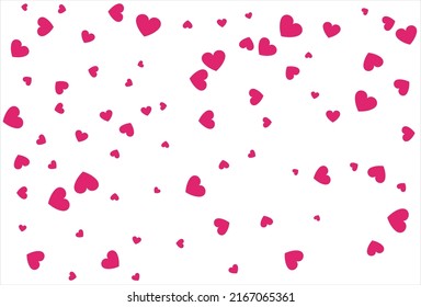 Red heart vector background. Love confetti background