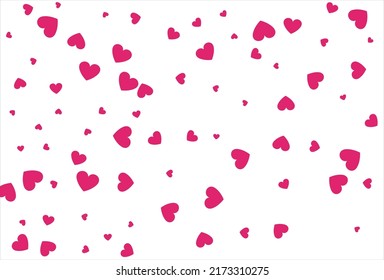 Red heart vector background. Love confetti background