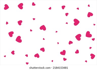 Red heart vector background. Love confetti background