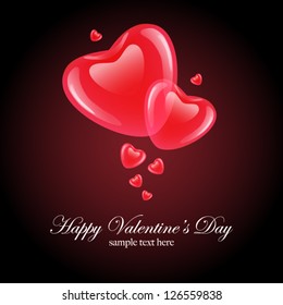 Red heart vector background. Valentine's day