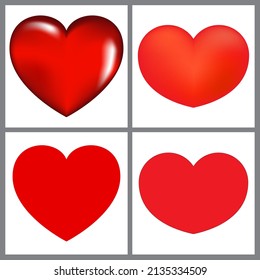 Red heart. vector cartoon set illustration isolated on white background