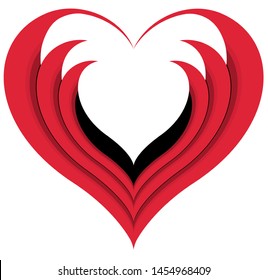"Red heart vector design on white background.Love emblem.Graphic design in the concept of love.Vector love symbol for Valentine's Day.Vector illustration."