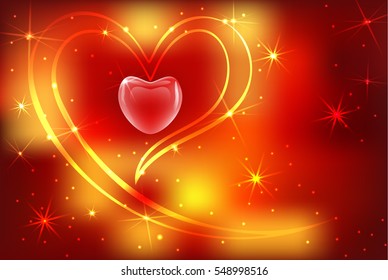 Red heart. Vector design.  Valentine's Day sign. 