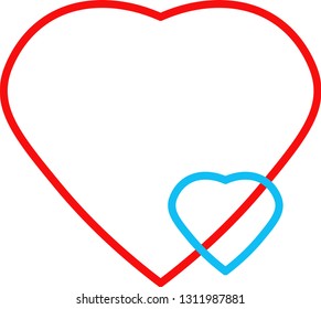 Red Heart  vector drawn design for Valentine's day card background. 