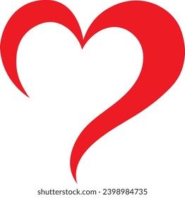 Emblema del vector del corazón rojo o dibujo del logotipo, dibujo plano de dibujos a mano. Plantilla de tarjetas de felicitación para el Día de San Valentín y el Día de la Madre.
