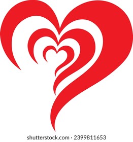 Rotes Herz-Vektorsymbol oder Logo-Zeichnung, handgezeichnet Cartoon-Skizze. Grußkartenvorlage für den Valentinstag und den Muttertag.