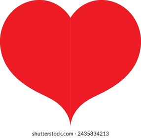 Emblema rojo del vector del corazón o dibujo del logotipo, dibujo plano dibujado a mano de la historieta. Plantilla de tarjeta de felicitación para el Día de San Valentín y el Día de la Madre.	