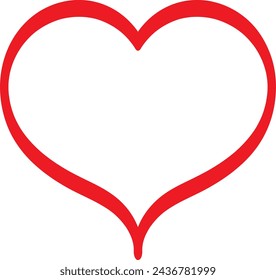Red heart vector emblem or logo drawing, hand drawn flat cartoon sketch. Greeting card template for Valentine's Day and Mother's Day.	