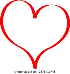 Red heart vector emblem or logo drawing, hand drawn flat cartoon sketch. Greeting card template for Valentine's Day and Mother's Day.	