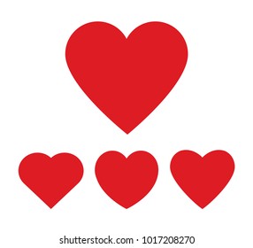 Red heart vector icon background set for Valentine's day, medical illustration, love story symbol. Health medical flat logo. Romantic amour beautiful shape.