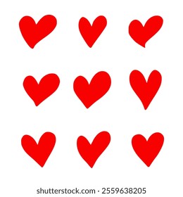 Red heart vector icon background set. Heart vector icon. Heart shape. Valentine red or black heart icons. Love symbol