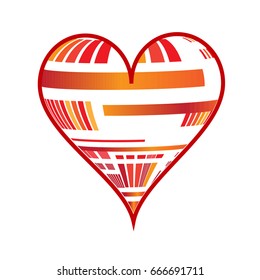 Red Heart, vector icon with line and bar pattern.