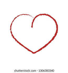 Red heart. Vector icon lipstick imitation for greeting cards medical apps, graphic design, banners, flyers, posters, covers or template. Isolated on white background. Web site, UI. EPS10.