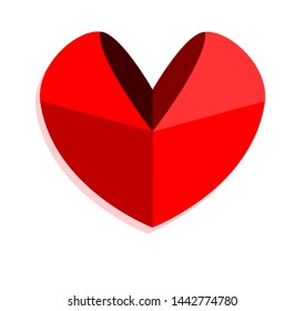 "Red heart vector icon on a white background.Love emblem.Graphic design in the concept of love.Vector love symbol for Valentine's Day.Vector illustration."