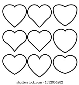 Red heart vector icon set, love illustration sign collection. Valentine symbol.