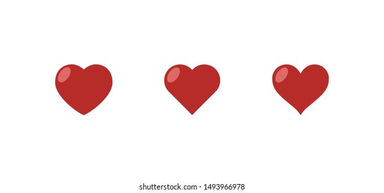 Red heart vector icon set. Love symbol. Collection of hearts.