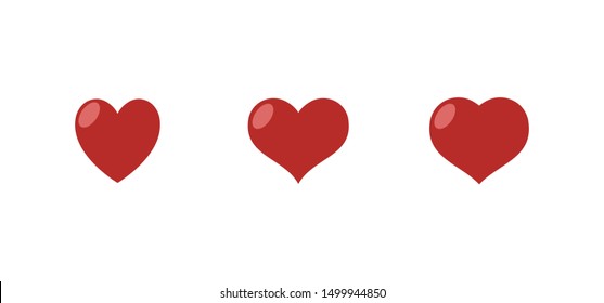 Red heart vector icon set. Love symbol. Collection of hearts.