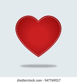 Red Heart Vector Icon With Stiches