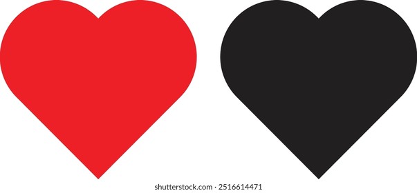 Red Heart Vector Icon, Valentine Clip art, Black and Outline Heart shape, Emption, Relationship, Romantic Isolate , Symbol For Weddind and Anniversary Decoration. Vector illustration
