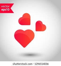 Red Heart vector icon. Valentines heart vector icon. Love Heart flat sign. 