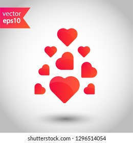 Red Heart vector icon. Valentines heart vector icon. Love Heart flat sign. 
