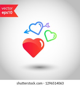 Red Heart vector icon. Valentines heart vector icon. Love Heart flat sign. 