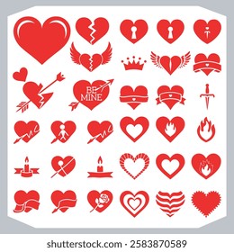 Red Heart Vector Icons A Complete Collection of Love Symbols