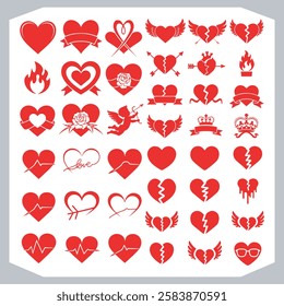 Red Heart Vector Icons A Complete Collection of Love Symbols