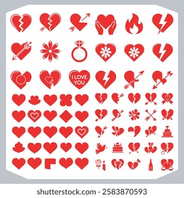 Red Heart Vector Icons A Complete Collection of Love Symbols